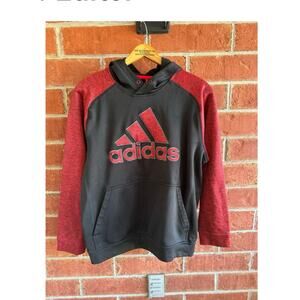 Adidas mens Large Climawarm Red and black Polyester Pullover Pocket Hoodie